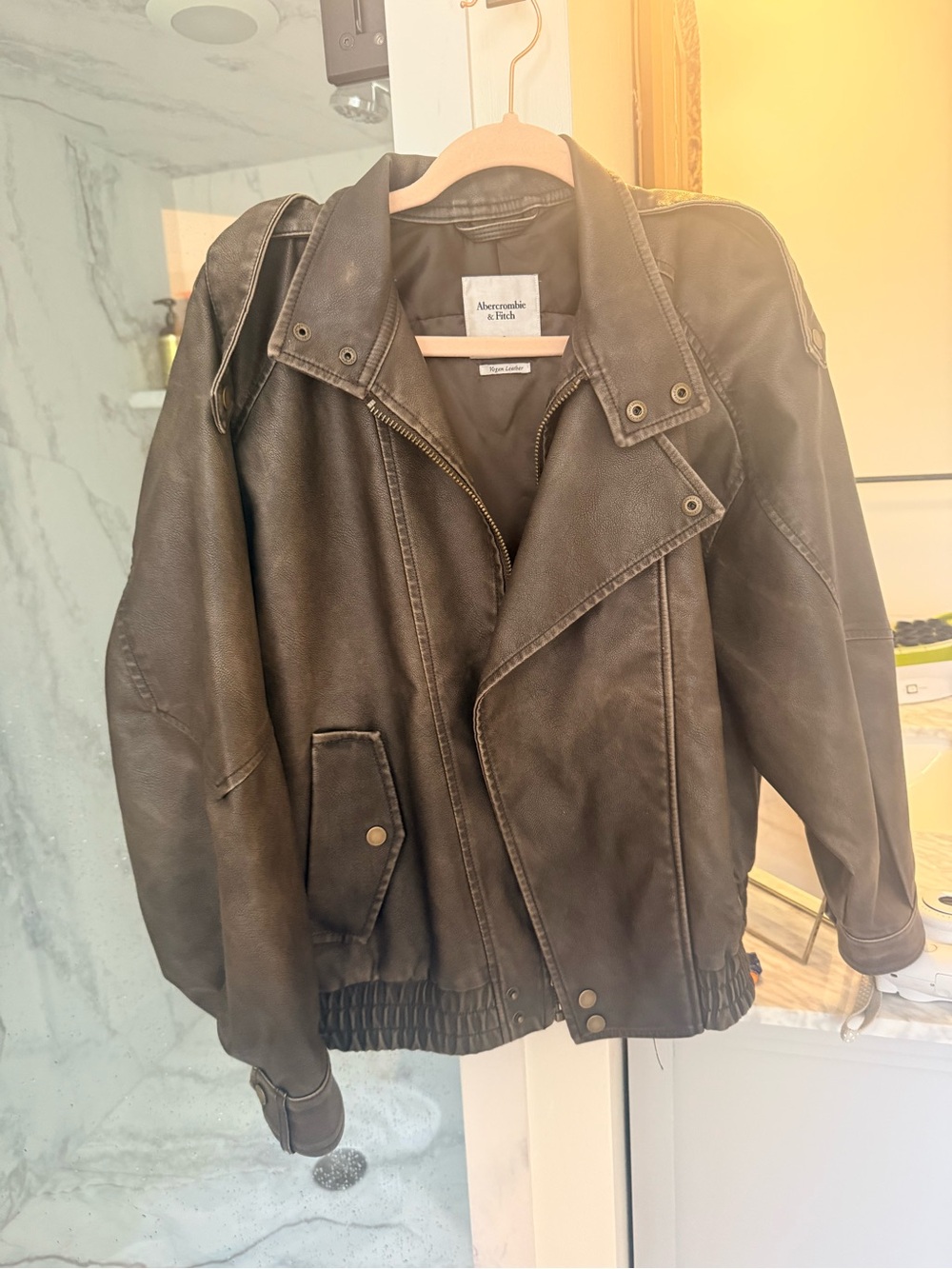 Abercrombie & Fitch Brown Leather Bomber Jacket